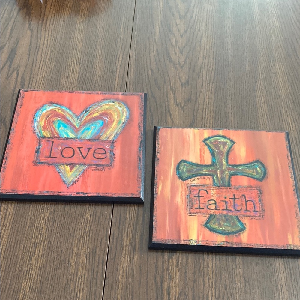 “5/$20” Show Offs Art Love Heart  And Faith Cross Wooden Plaques